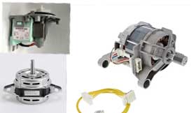 Motors (wash motor, drain pump motor, inverter motor)