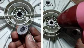 Spin tub bearing replacement