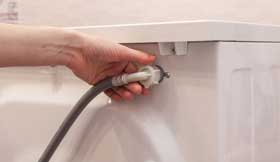 Water connection with inlet/outlet pipe fitting